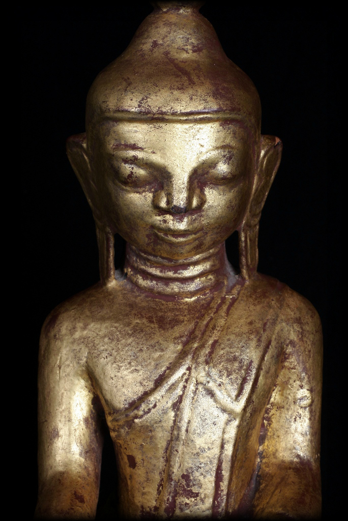 Extremely Rare 19C Wood Burma Madalay Buddha #A038